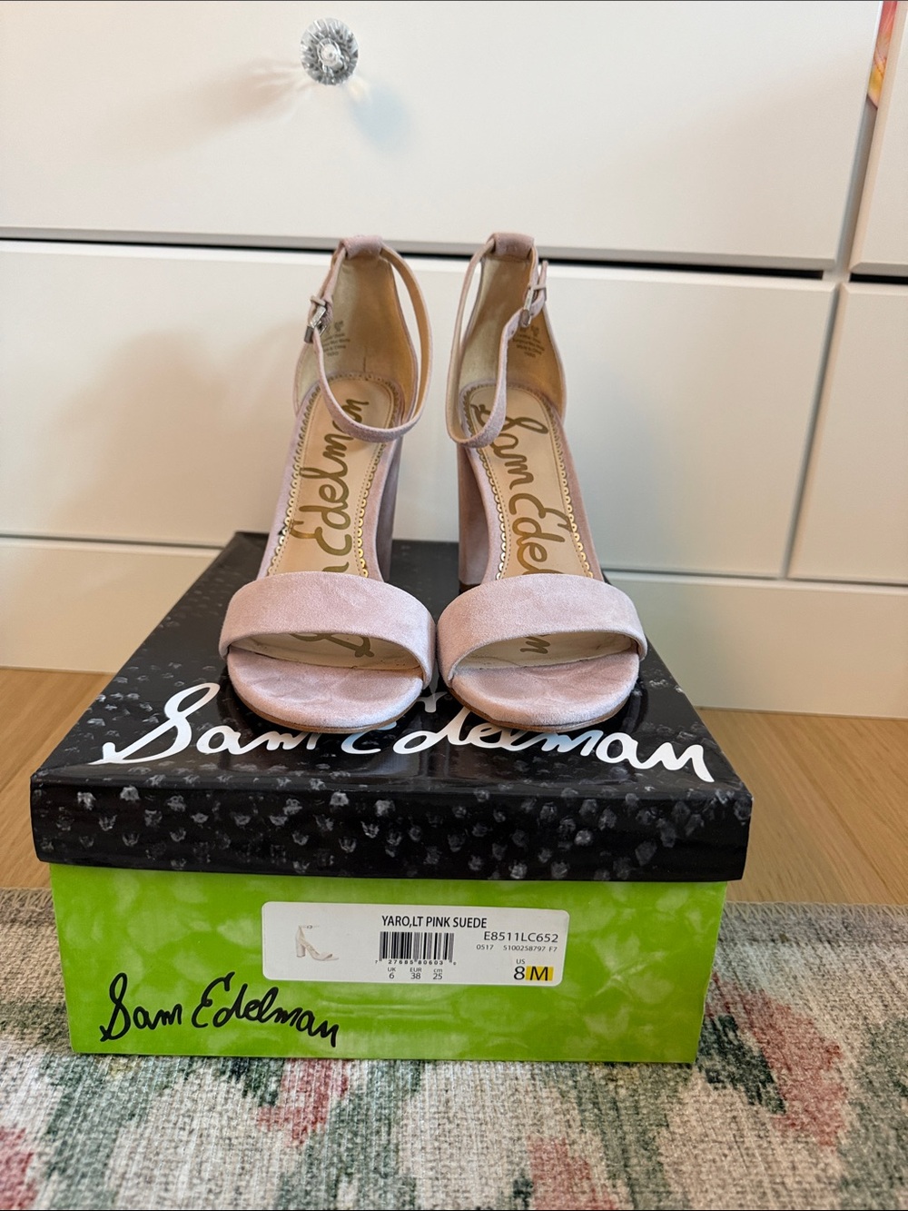 Sam Edelman Pink Suede Open-Toe Ankle Strap Heels